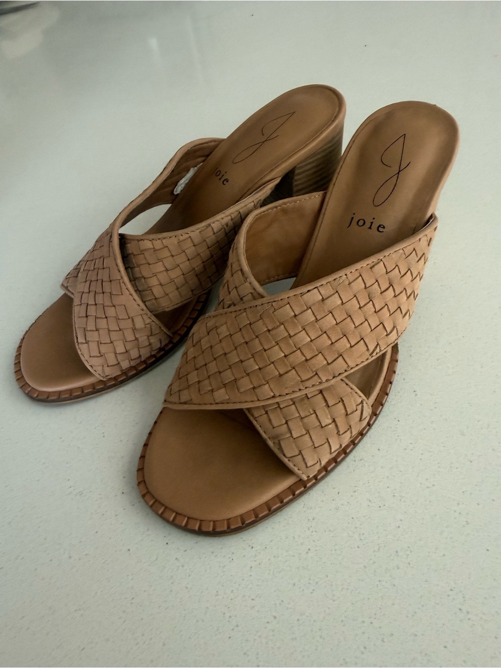 Joie Genuine Leather Woven Block Heel Sandals – Size 7